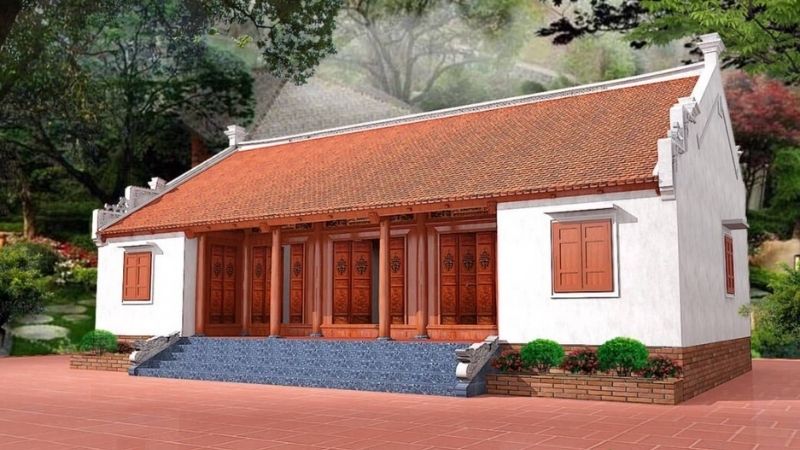 Hình phối cảnh nhà gỗ 3 gian