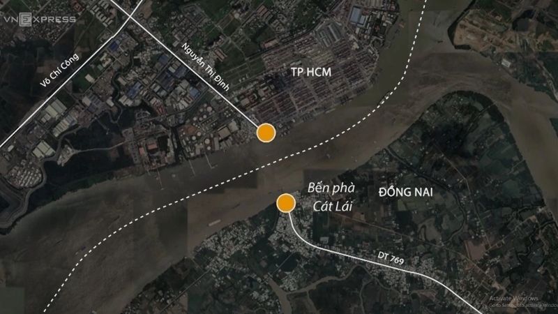 Vị trí khu vực xây cầu Cát Lái