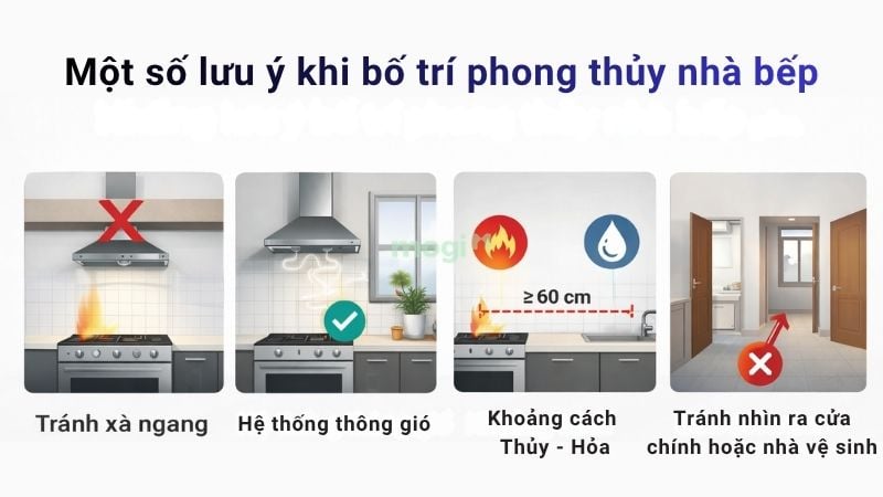 Phong thủy nhà bếp theo tuổi và hướng nhà: Những lưu ý cần biết 6 Một số lưu ý quan trọng khi bố trí phong thủy nhà bếp