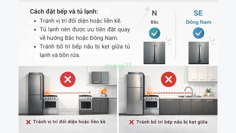 Phong thủy nhà bếp theo tuổi và hướng nhà: Những lưu ý cần biết 5 Một số quy tắc đặt bếp và tủ lạnh