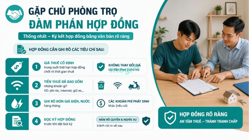 Kinh nghiệm thuê trọ gần trường Cao đẳng Kỹ thuật Cao Thắng 9 Sinh viên trường Cao Thắng cần gặp chủ trọ để đàm phán hợp đồng