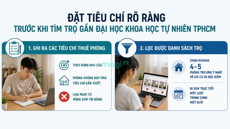 Kinh nghiệm thuê trọ gần trường Đại học Khoa học Tự nhiên TP.HCM 5 Nên đặt tiêu chí rõ ràng trước khi tìm trọ gần Đại học Khoa Học Tự Nhiên