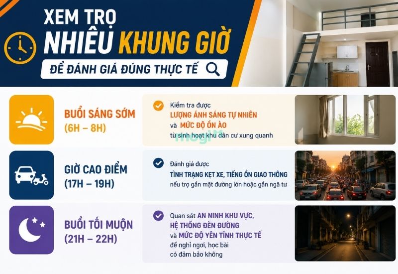 Kinh nghiệm thuê trọ gần trường Đại học Sư Phạm TP.HCM 6 Xem trọ Đại học Sư Phạm TP.HCM nhiều khung giờ để đánh giá đúng thực tế