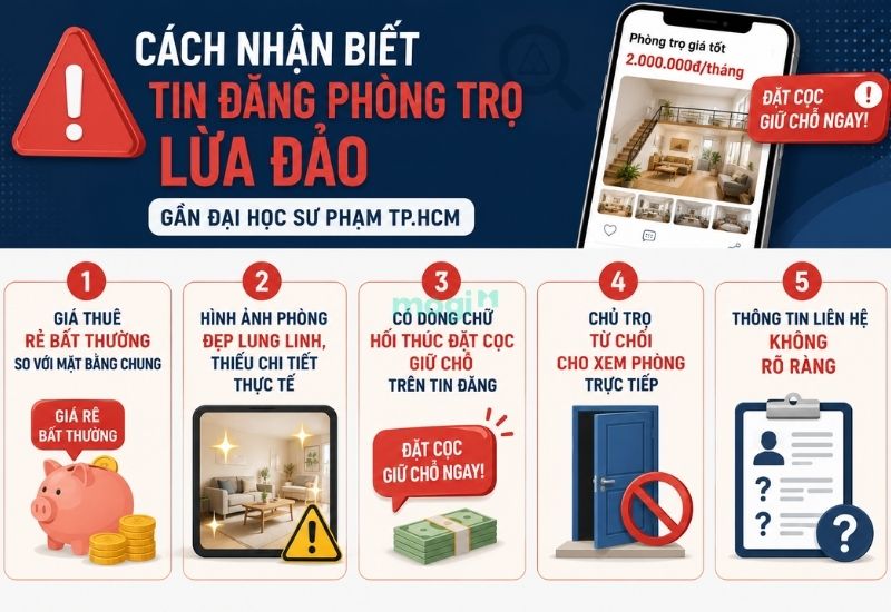 Kinh nghiệm thuê trọ gần trường Đại học Sư Phạm TP.HCM 8 Dấu hiệu nhận biết tin đăng phòng trọ lừa đảo gần Đại học Sư Phạm TP.HCM
