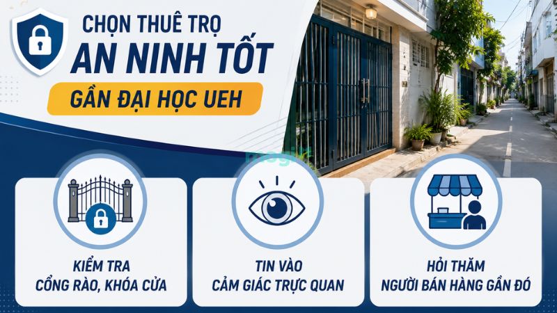 Cách kiểm tra khu trọ gần trường UEH có an ninh tốt