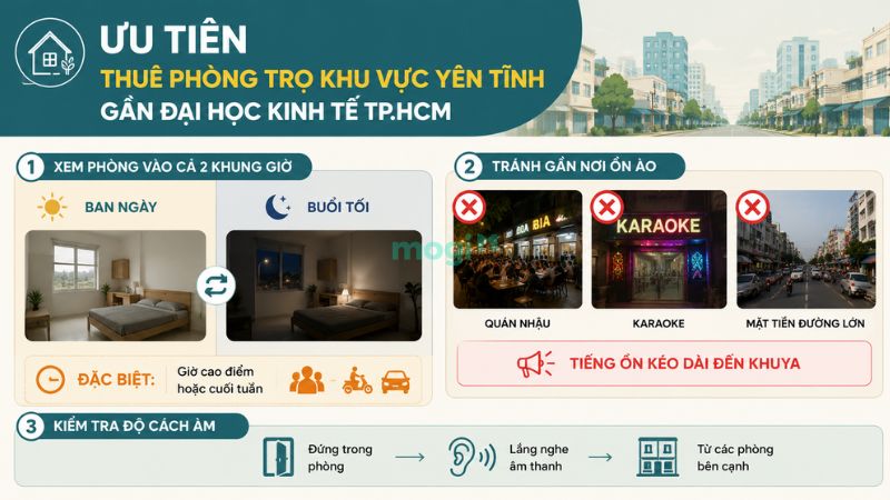 Sinh viên UEH nên thuê trọ khu vực yên tĩnh để học tập tốt hơn