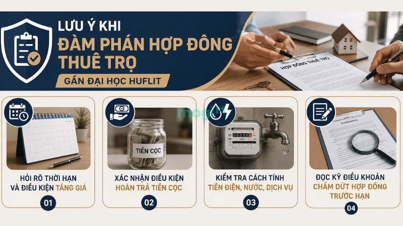 Phòng trọ gần trường HUFLIT: Kinh nghiệm thuê cần biết 8 4 điều cần đàm phán khi thuê trọ gần Đại học HUFLIT