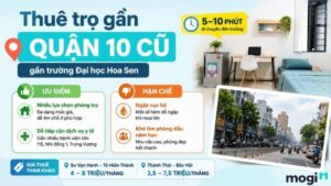 Kinh nghiệm thuê trọ gần trường Đại học Hoa Sen 5 Phòng trọ Quận 10 có lợi thế với đa dạng phân khúc và mức giá thuê, mang lại nhiều lựa chọn cho sinh viên