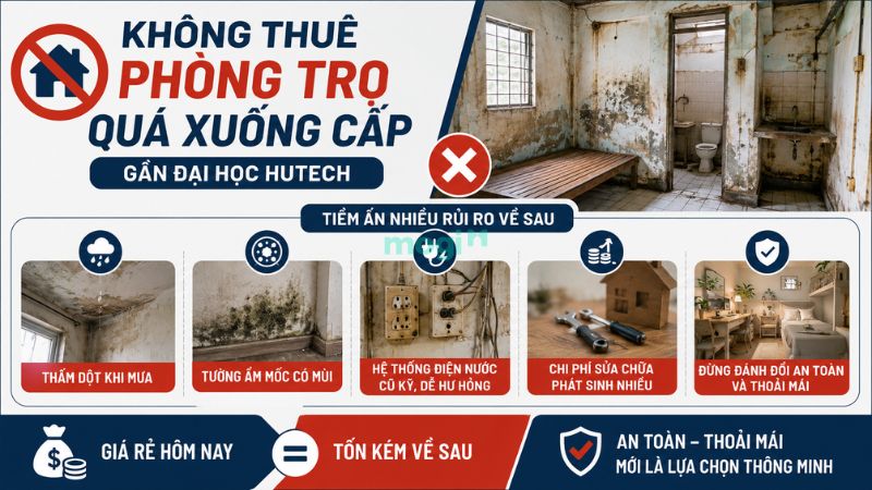 Kinh nghiệm thuê trọ gần trường Đại học Công nghệ TP.HCM (HUTECH) 6 Lý do không nên thuê trọ quá xuống cấp gần Đại học HUTECH