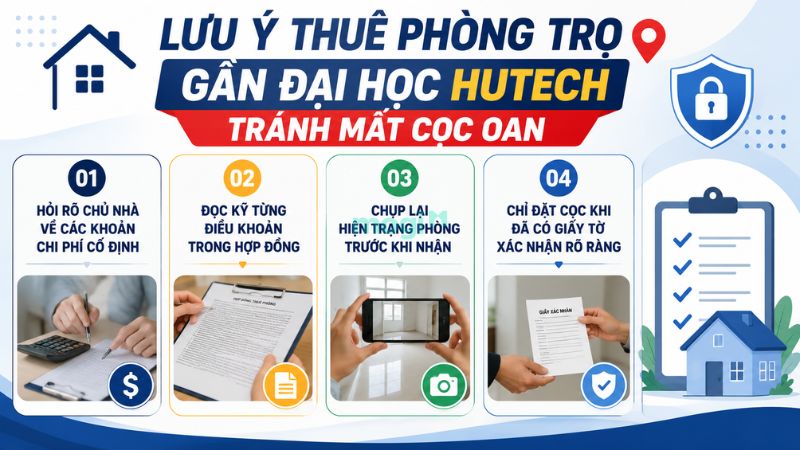 Kinh nghiệm thuê trọ gần trường Đại học Công nghệ TP.HCM (HUTECH) 8 Các bước cần lưu ý để tránh mất cọc oan khi thuê trọ gần HUTECH