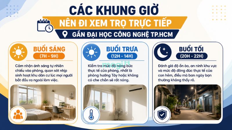 Kinh nghiệm thuê trọ gần trường Đại học Công nghệ TP.HCM (HUTECH) 7 Các khung giờ mà sinh viên HUTECH nên đi xem trọ