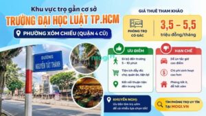 Kinh nghiệm thuê trọ gần Trường Đại học Luật TP.HCM 3 Khu vực trọ gần cơ sở phường Xóm Chiếu (Quận 4 cũ)