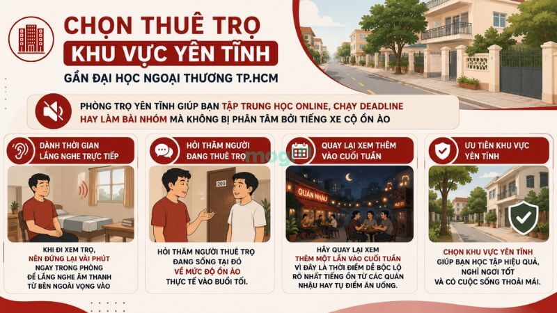 Kinh nghiệm thuê trọ gần trường Đại học Ngoại Thương TP.HCM (FTU TP.HCM) 5 Cách nhận diện trọ yên tĩnh gần Đại học Ngoại thương TP.HCM