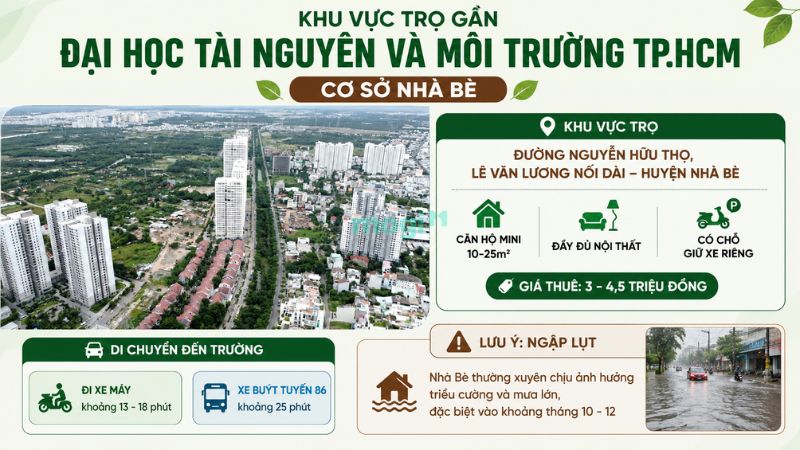 Kinh nghiệm thuê trọ gần Đại học Tài nguyên và Môi trường TP.HCM 4 Khu vực trọ gần ĐH Tài nguyên và Môi trường TPHCM tại Nhà Bè