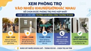 Khi đi xem phòng trọ gần trường Cao đẳng Công Thương TP.HCM, sinh viên nên khảo sát vào nhiều khung giờ khác nhau