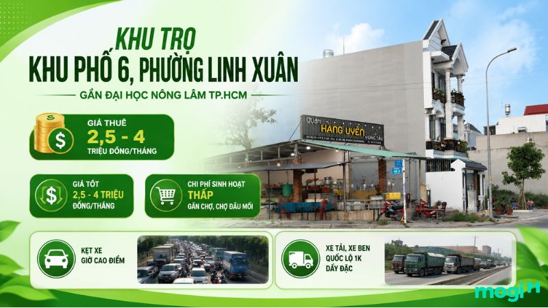Đặc điểm khu vực trọ tại khu phố 6, phường Linh Xuân gần ĐH Nông Lâm TPHCM