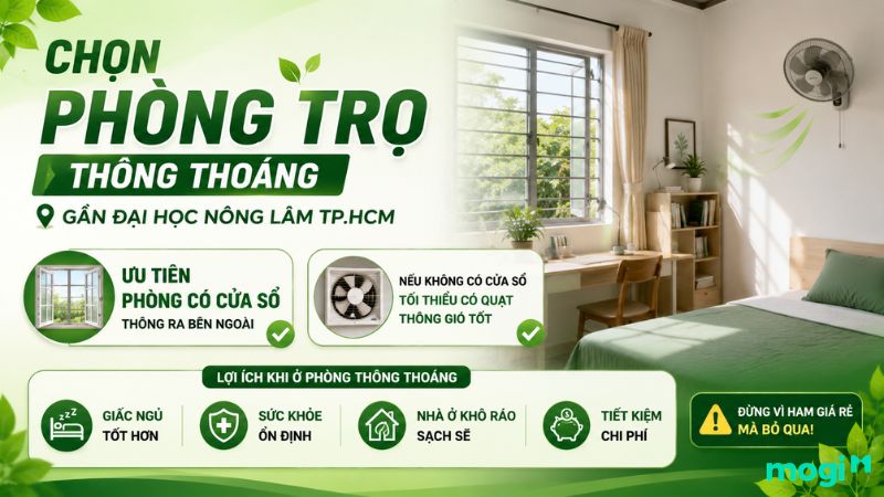 Nên chọn phòng trọ thông thoáng gần ĐH Nông Lâm TPHCM