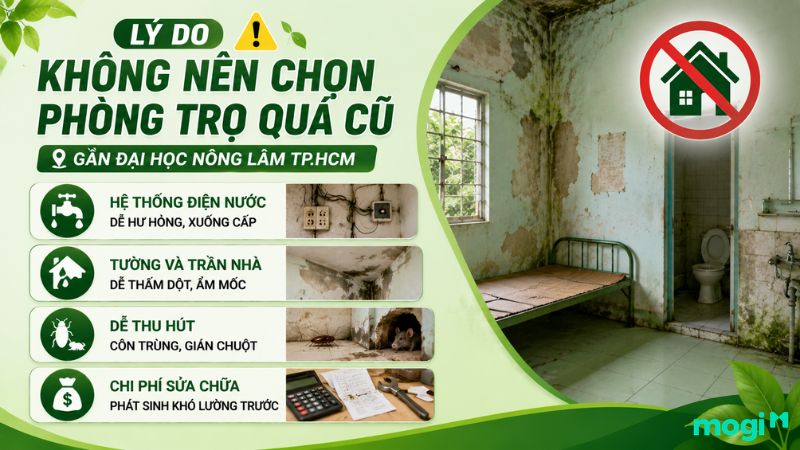 Lý do không nên chọn phòng trọ quá cũ gần Đại học Nông lâm TP.HCM