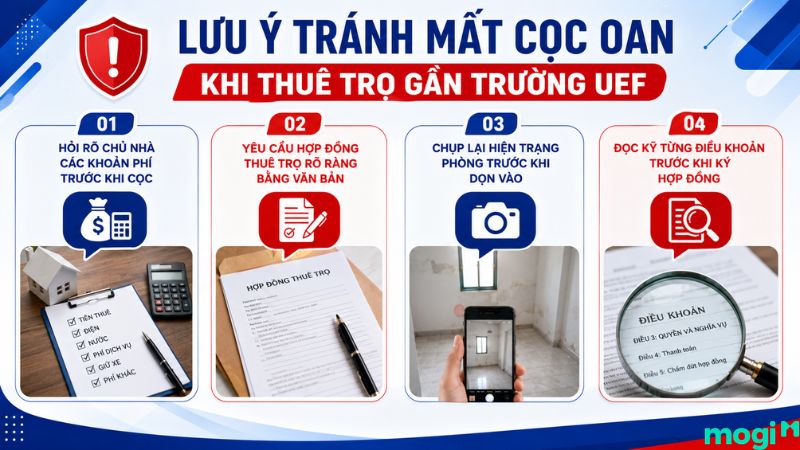 Lưu ý tránh mất cọc oan khi thuê trọ gần trường UEF