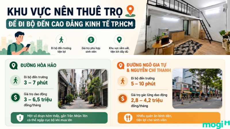 Kinh nghiệm thuê trọ gần Cao đẳng Kinh tế TP.HCM 1 Khu vực nên thuê trọ để đi bộ đến Cao đẳng Kinh tế TP.HCM