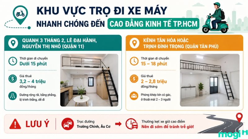 Kinh nghiệm thuê trọ gần Cao đẳng Kinh tế TP.HCM 3 Khu vực trọ đi xe máy nhanh chóng đến Cao đẳng Kinh tế TP.HCM