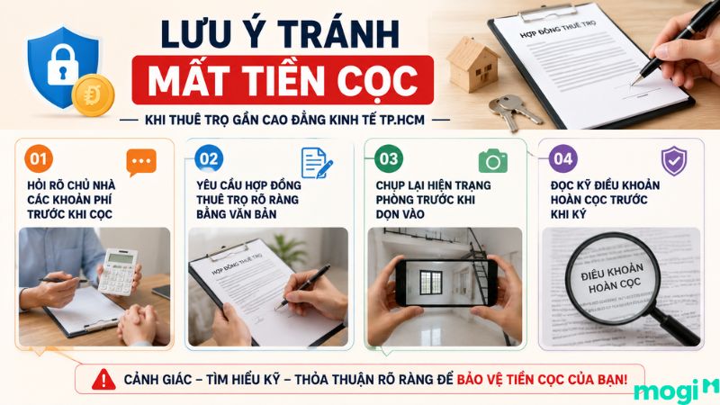 Kinh nghiệm thuê trọ gần Cao đẳng Kinh tế TP.HCM 6 Lưu ý cần nắm để tránh mất tiền cọc khi thuê trọ gần CĐ Kinh tế TPHCM